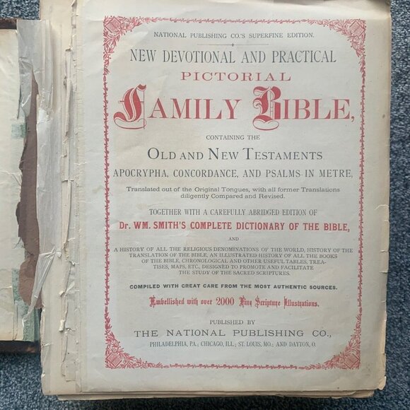 Family Bible Year Printed 1880’s by The National Publishing Co AS IS - Picture 9 of 16